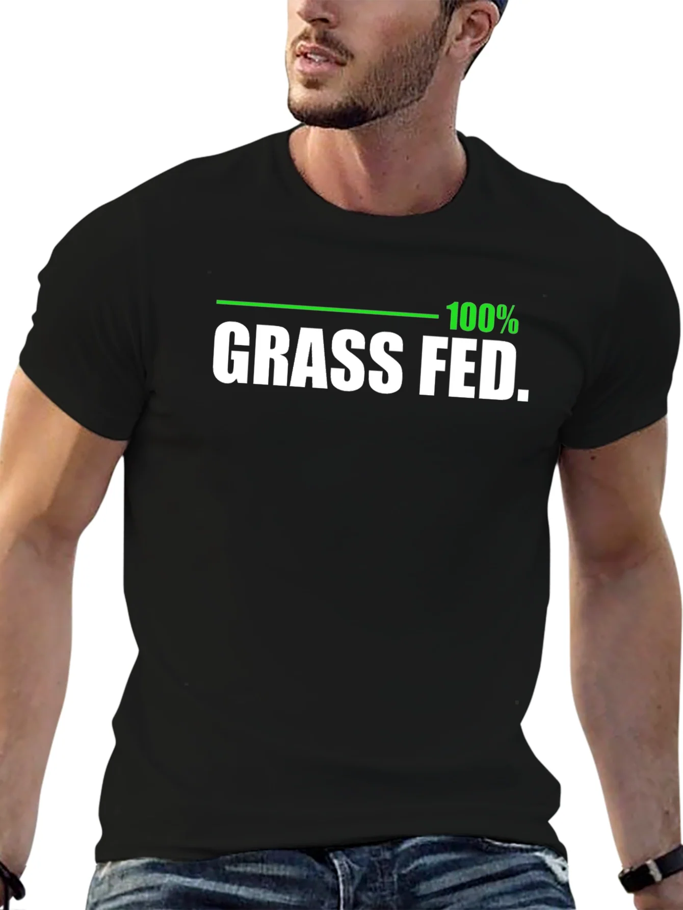 100% Grass Fed Black T-Shirt - Organic Funny