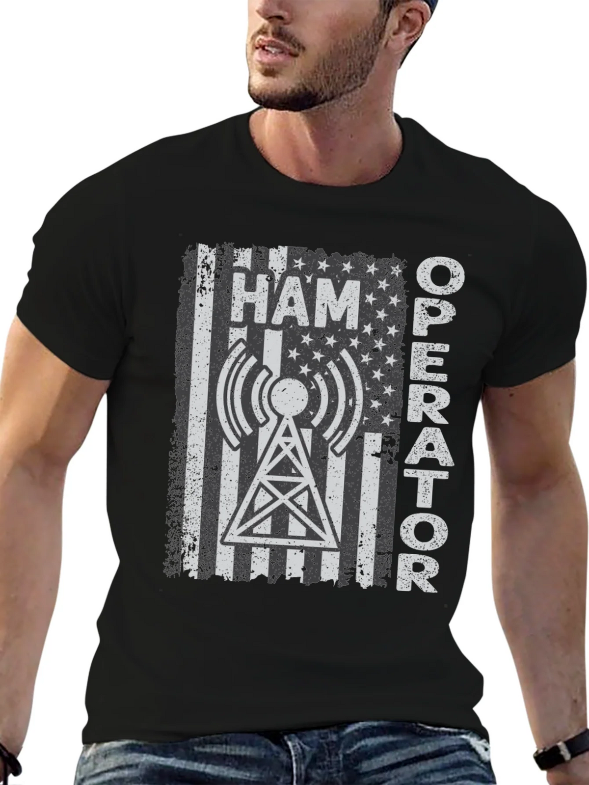 Ham Operator American Flag T-Shirt