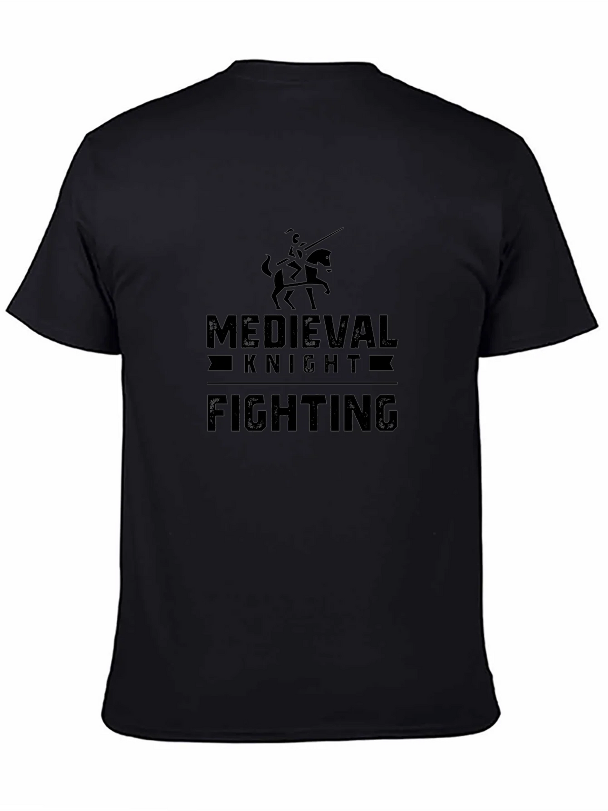 Medieval Knight Fighting Black Graphic Tee