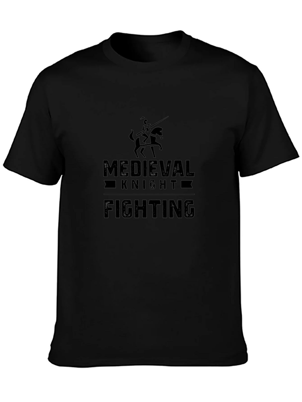 Medieval Knight Fighting Black Graphic Tee