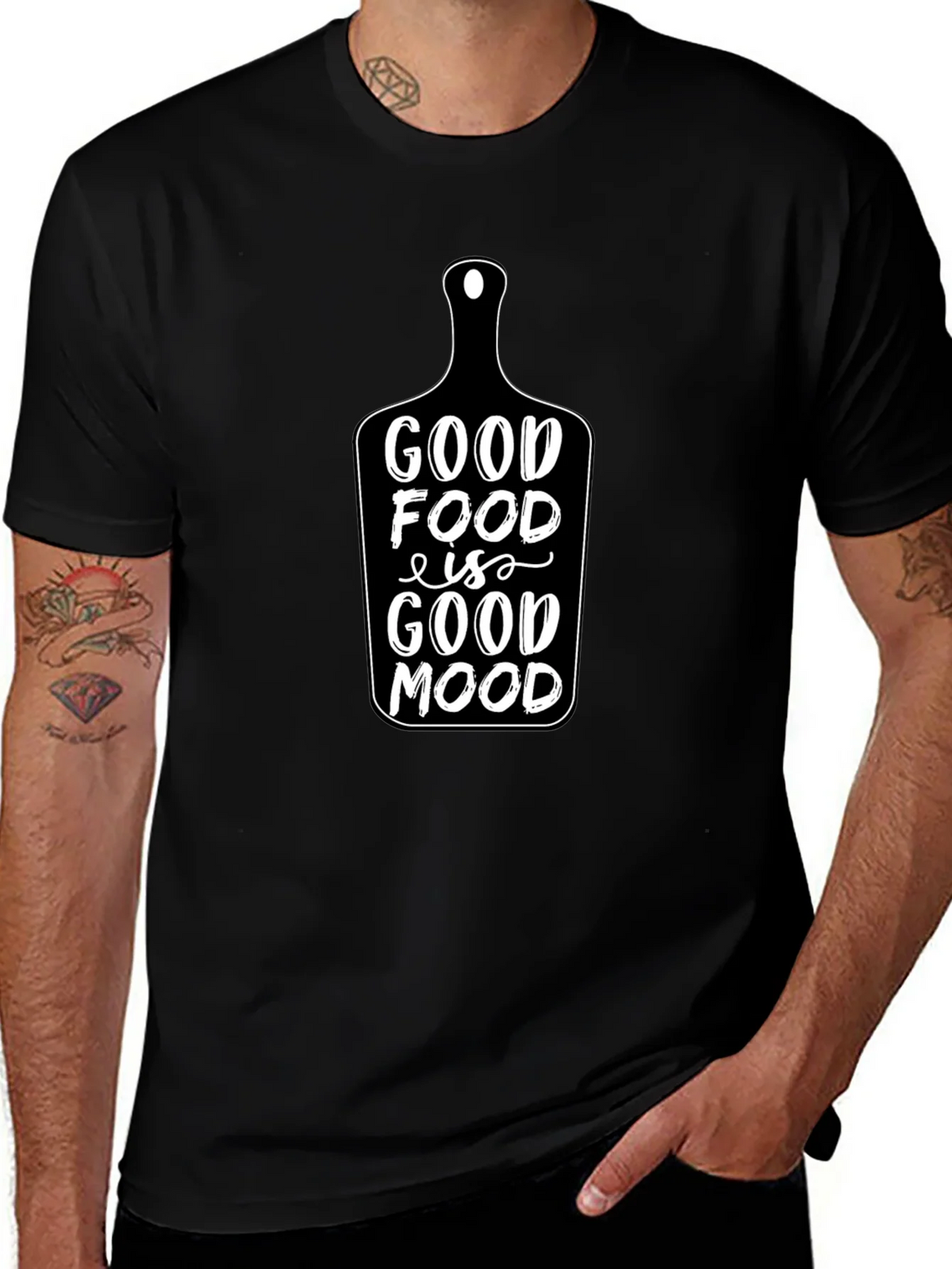 Good Food is Good Mood Black Graphic T-Shirt