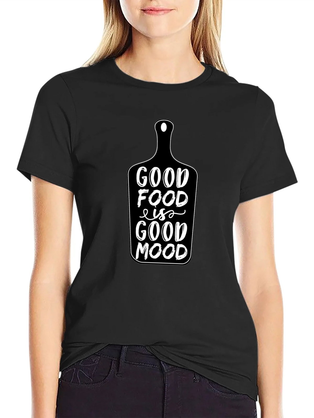 Good Food is Good Mood Black Graphic T-Shirt