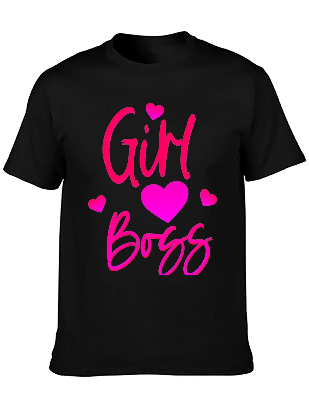 Girl Boss Black T-Shirt with Pink Design
