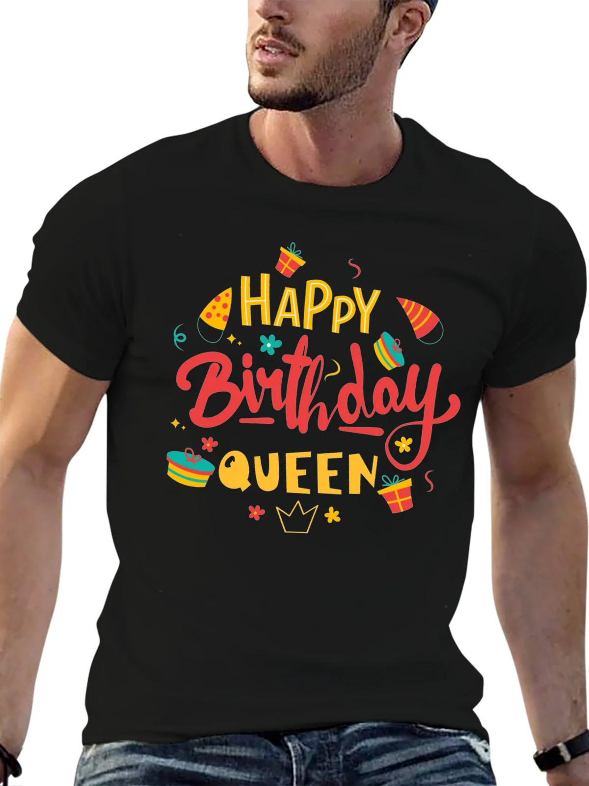 Happy Birthday Queen Black Graphic Tee