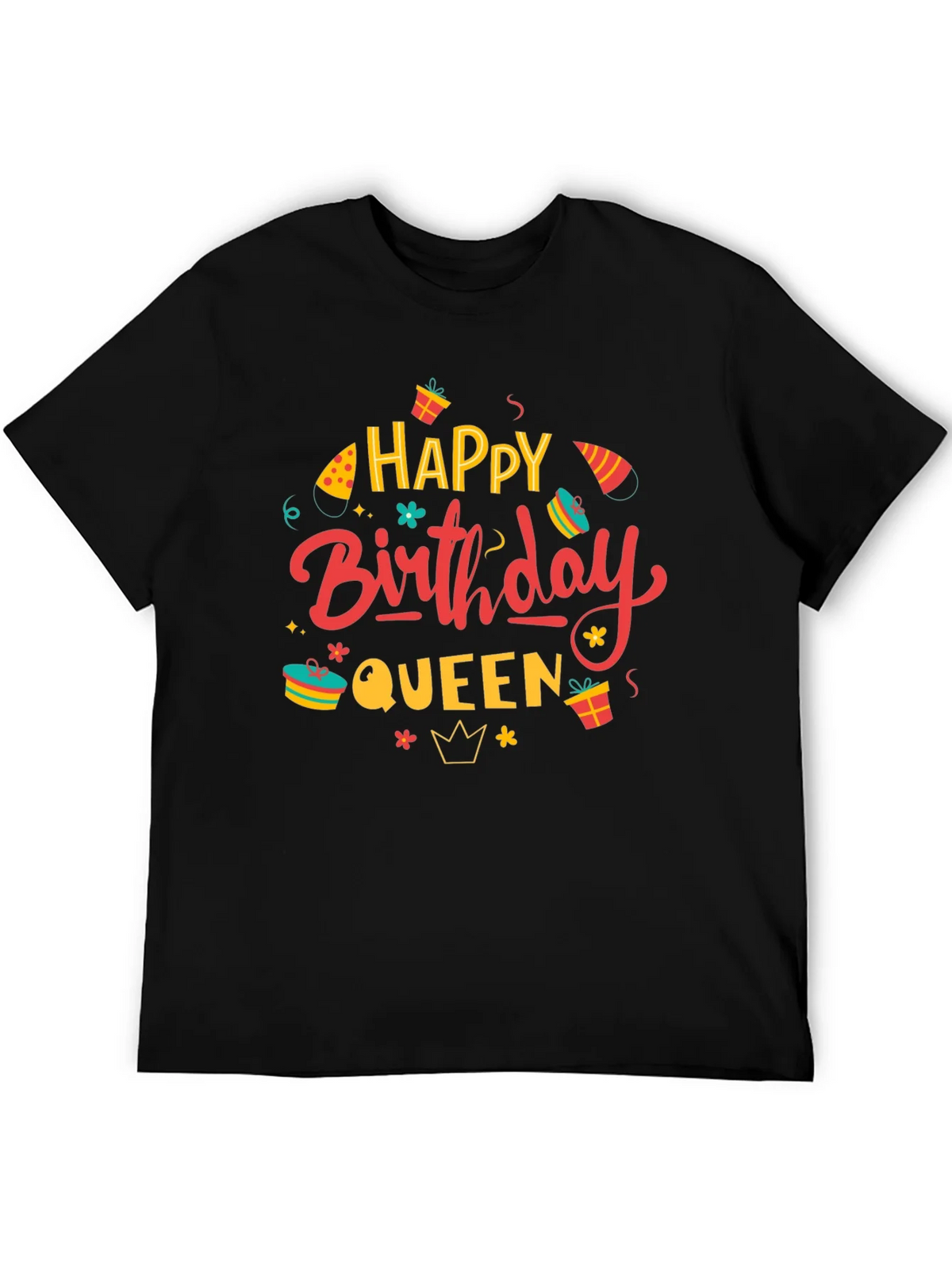 Happy Birthday Queen Black Graphic Tee