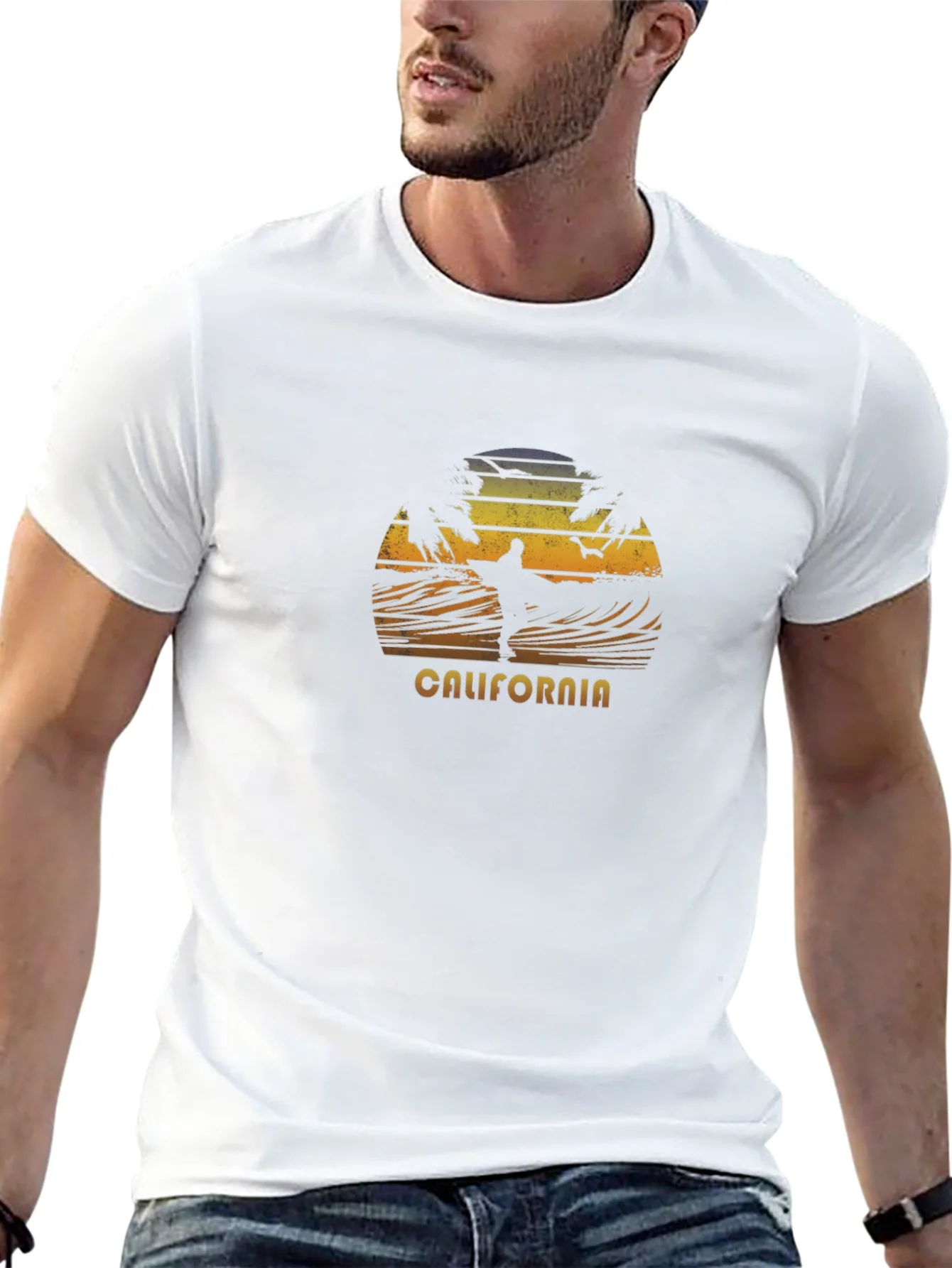 California Surfing Sunset T-Shirt - Black