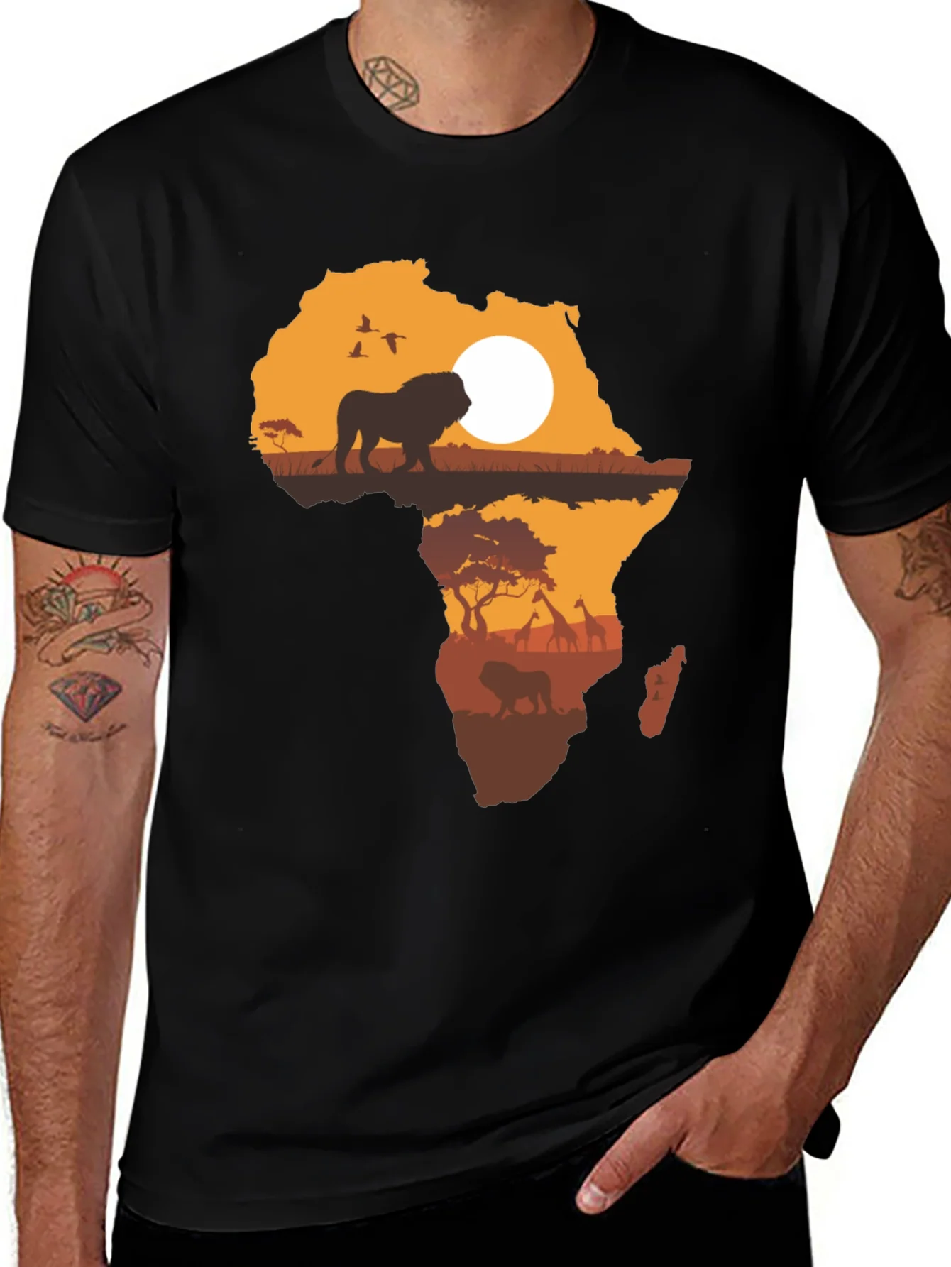 Africa Silhouette Lion Graphic T-Shirt