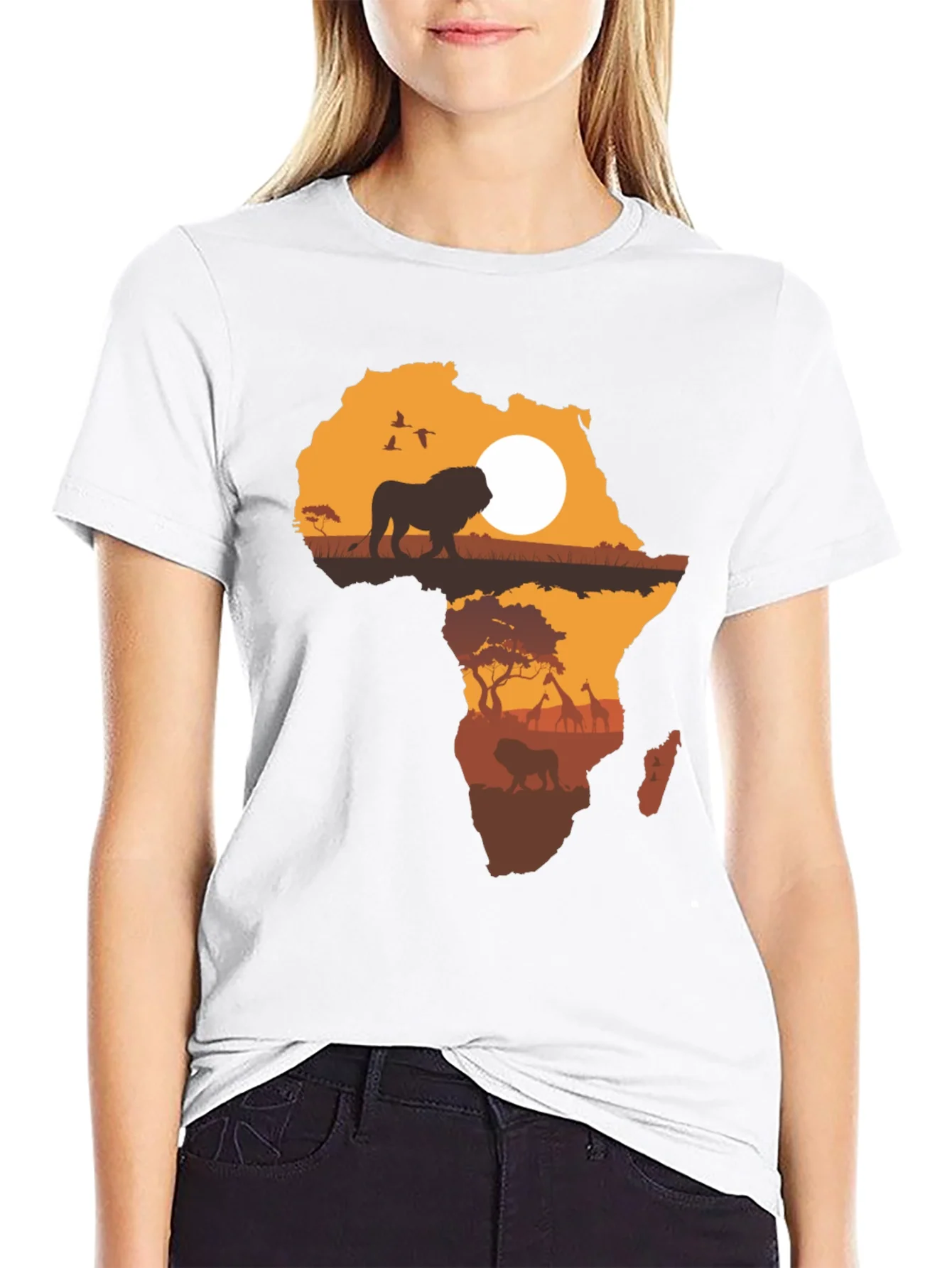 Africa Silhouette Lion Graphic T-Shirt