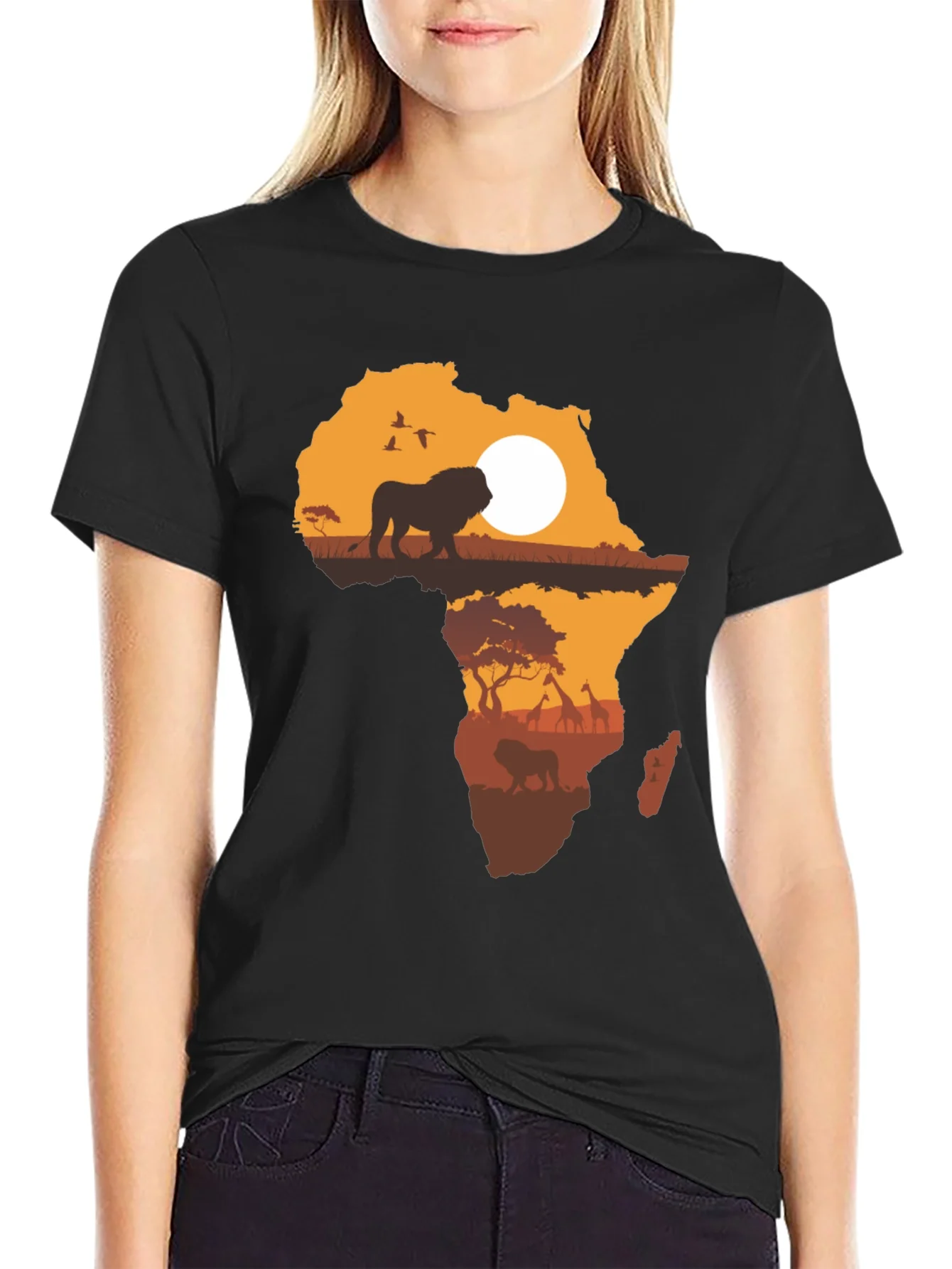 Africa Silhouette Lion Graphic T-Shirt