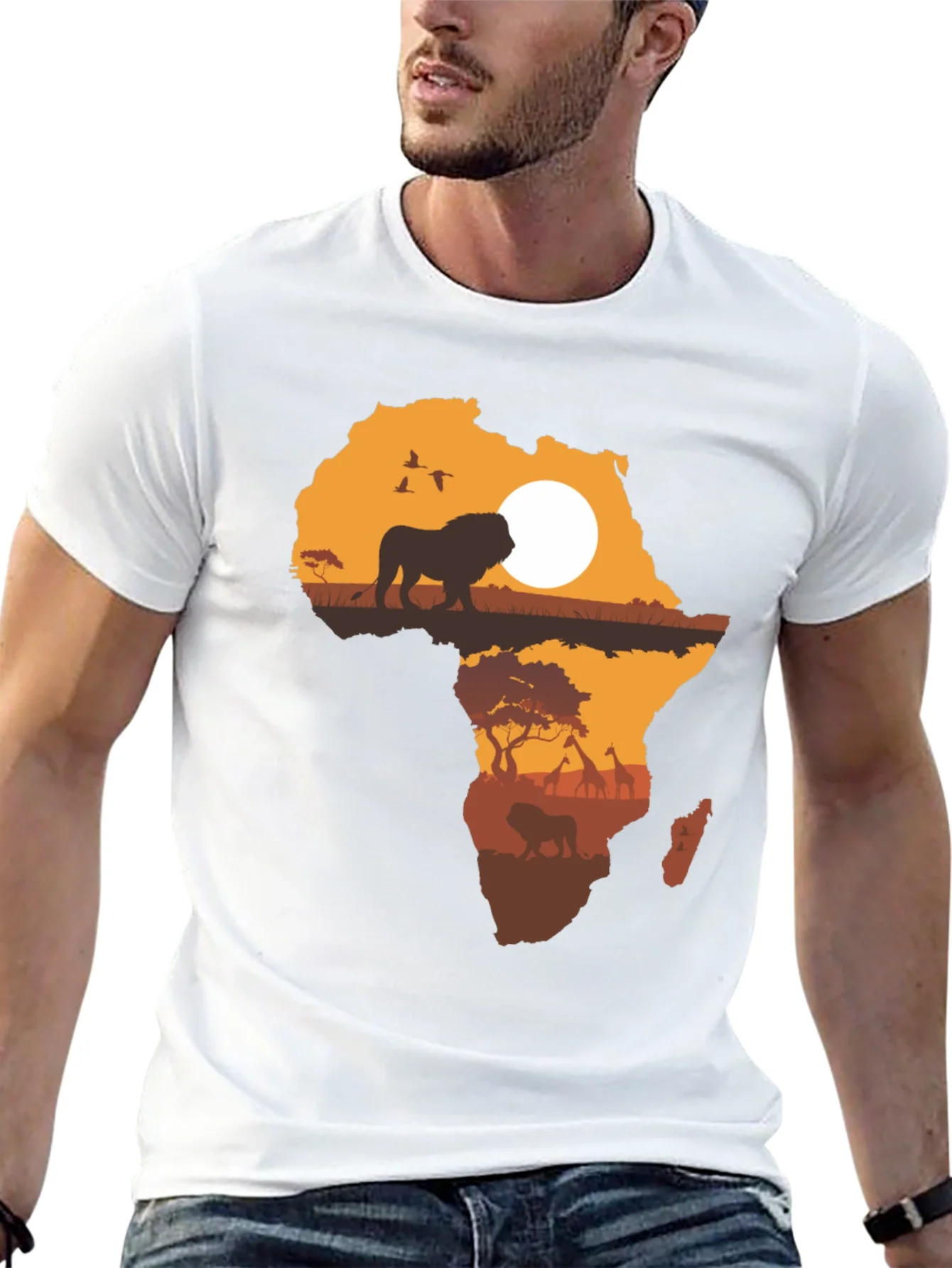 Africa Silhouette Lion Graphic T-Shirt