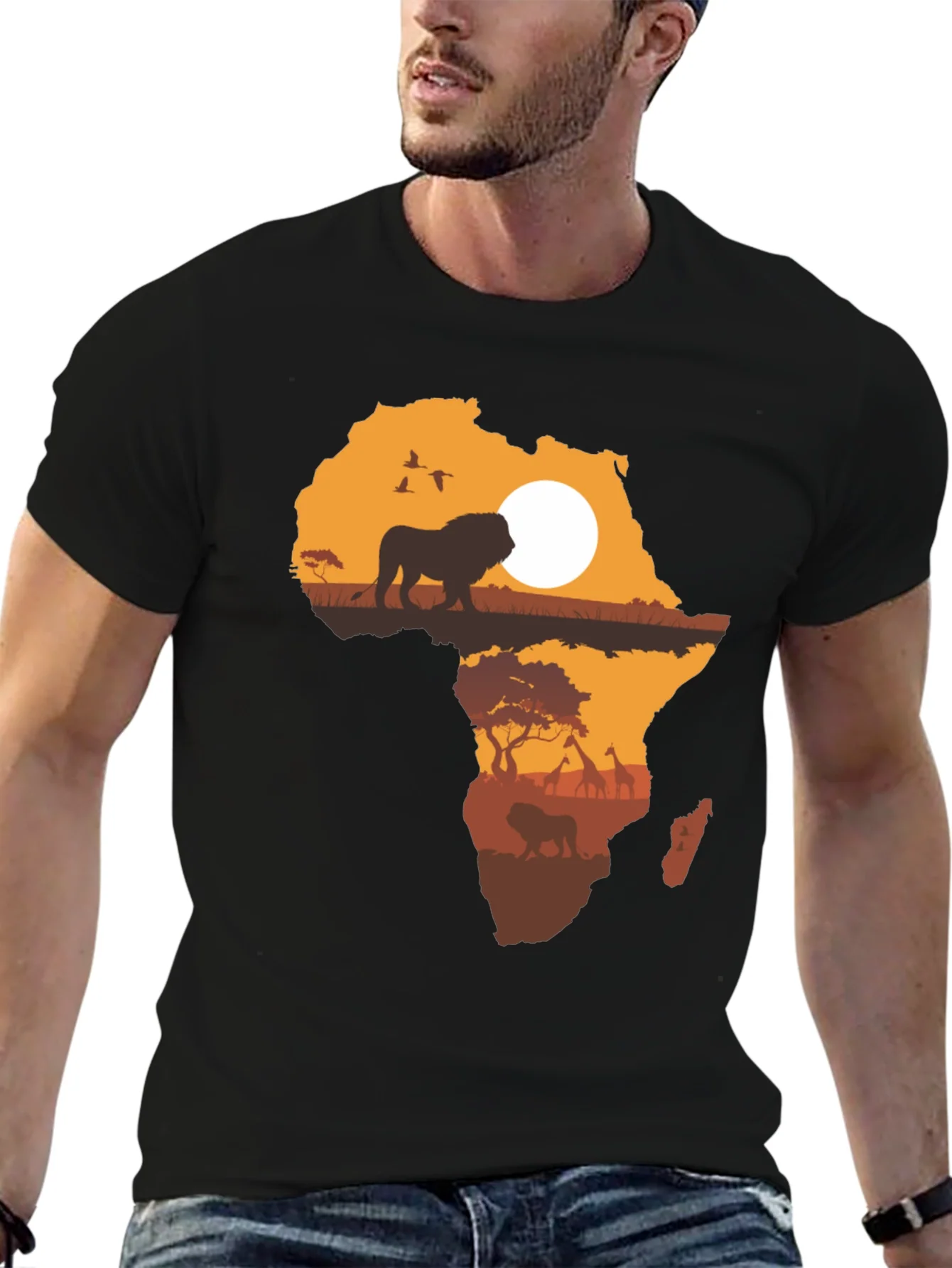 Africa Silhouette Lion Graphic T-Shirt