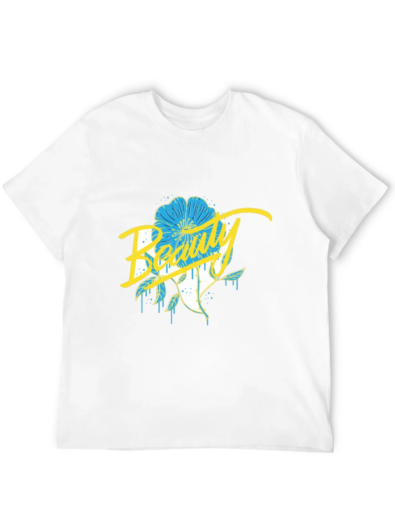 Beauty Flower Graphic Black T-Shirt