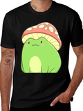 Frog Mushroom T-Shirt - Cute Cartoon Style