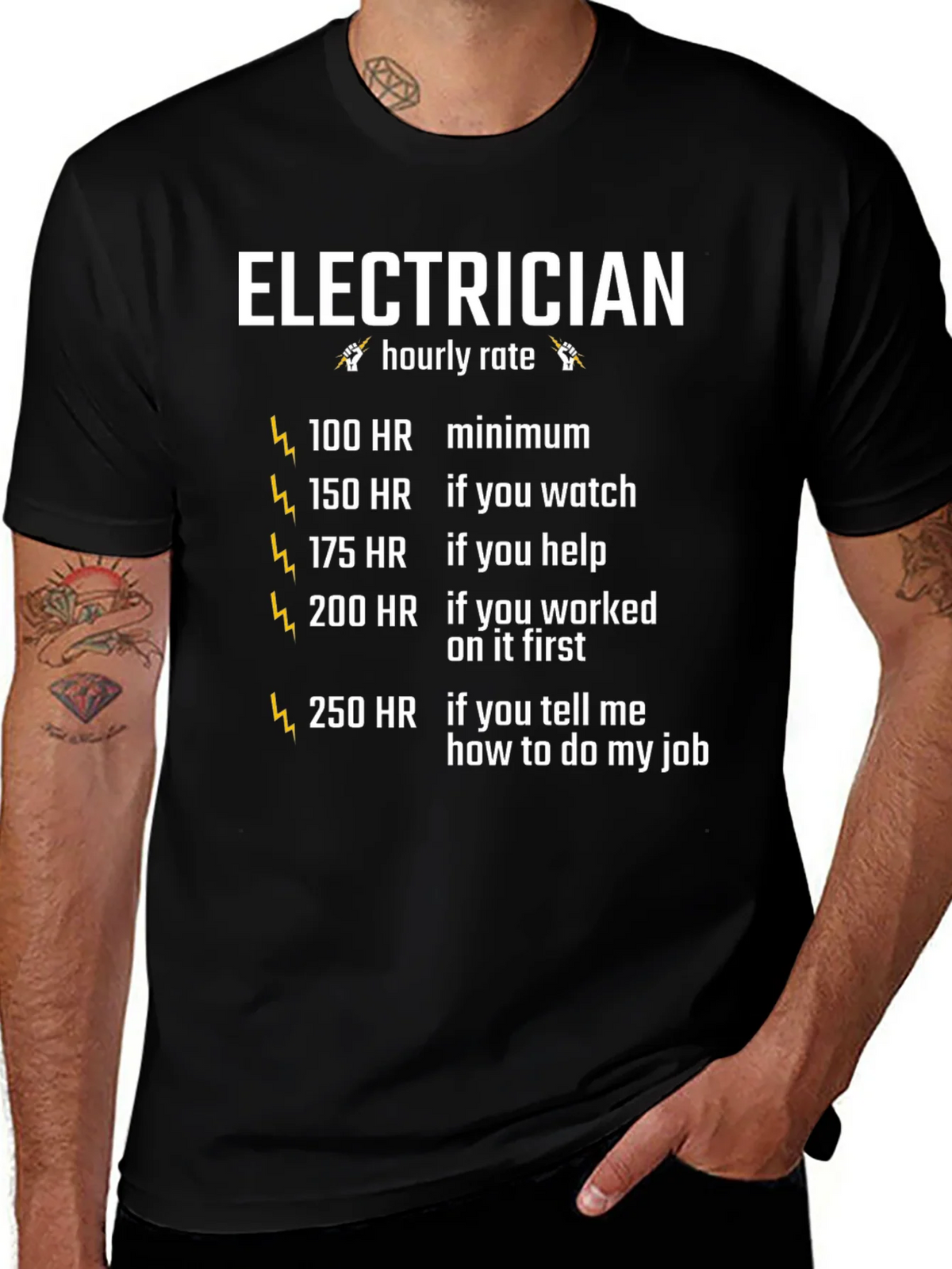 Electrician Hourly Rate Graphic Tee - Funny Electrician Shirt