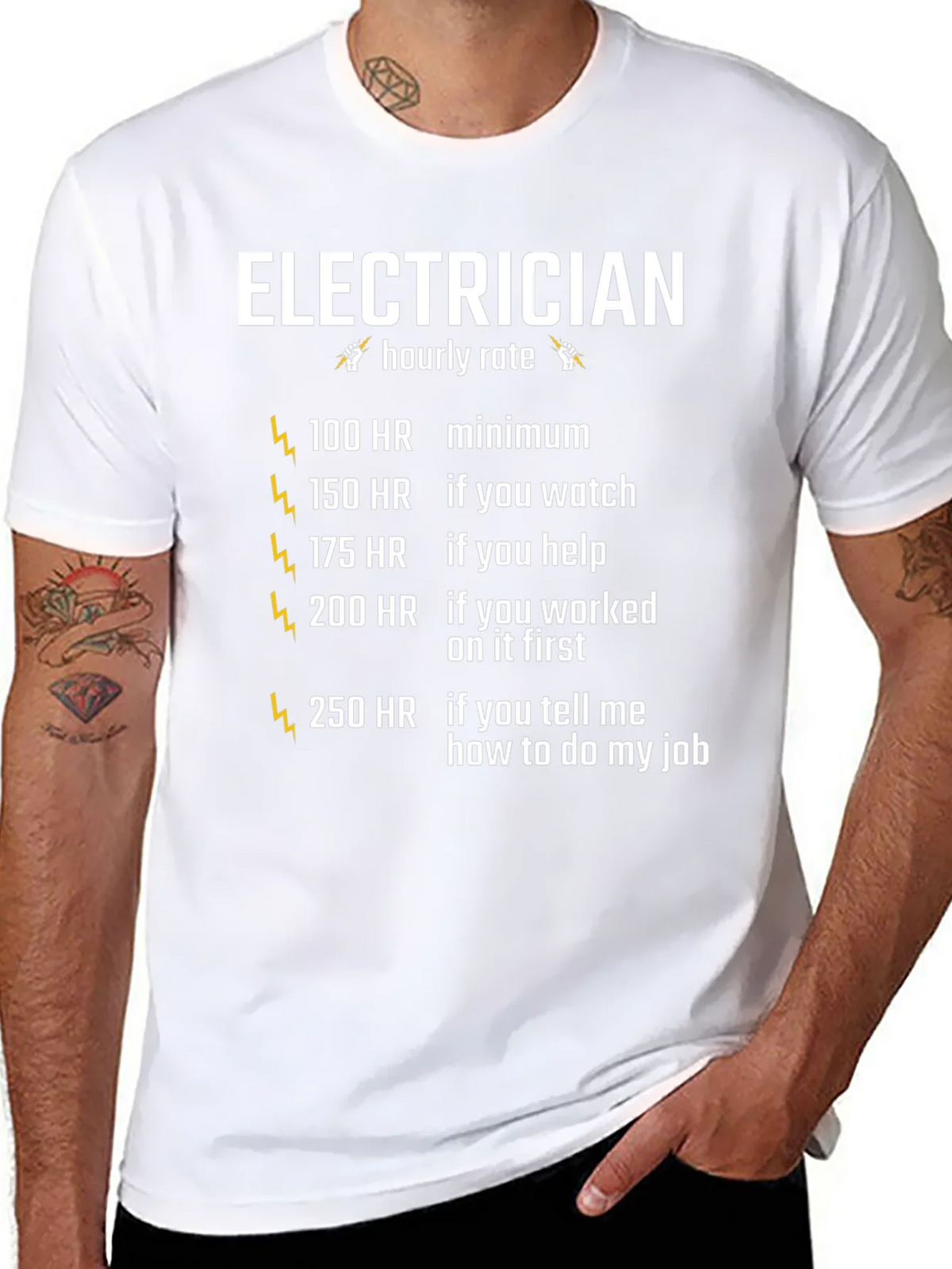 Electrician Hourly Rate Graphic Tee - Funny Electrician Shirt