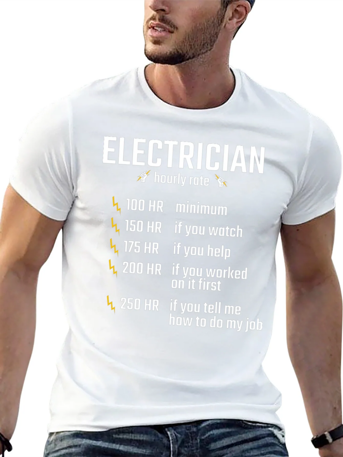 Electrician Hourly Rate Graphic Tee - Funny Electrician Shirt