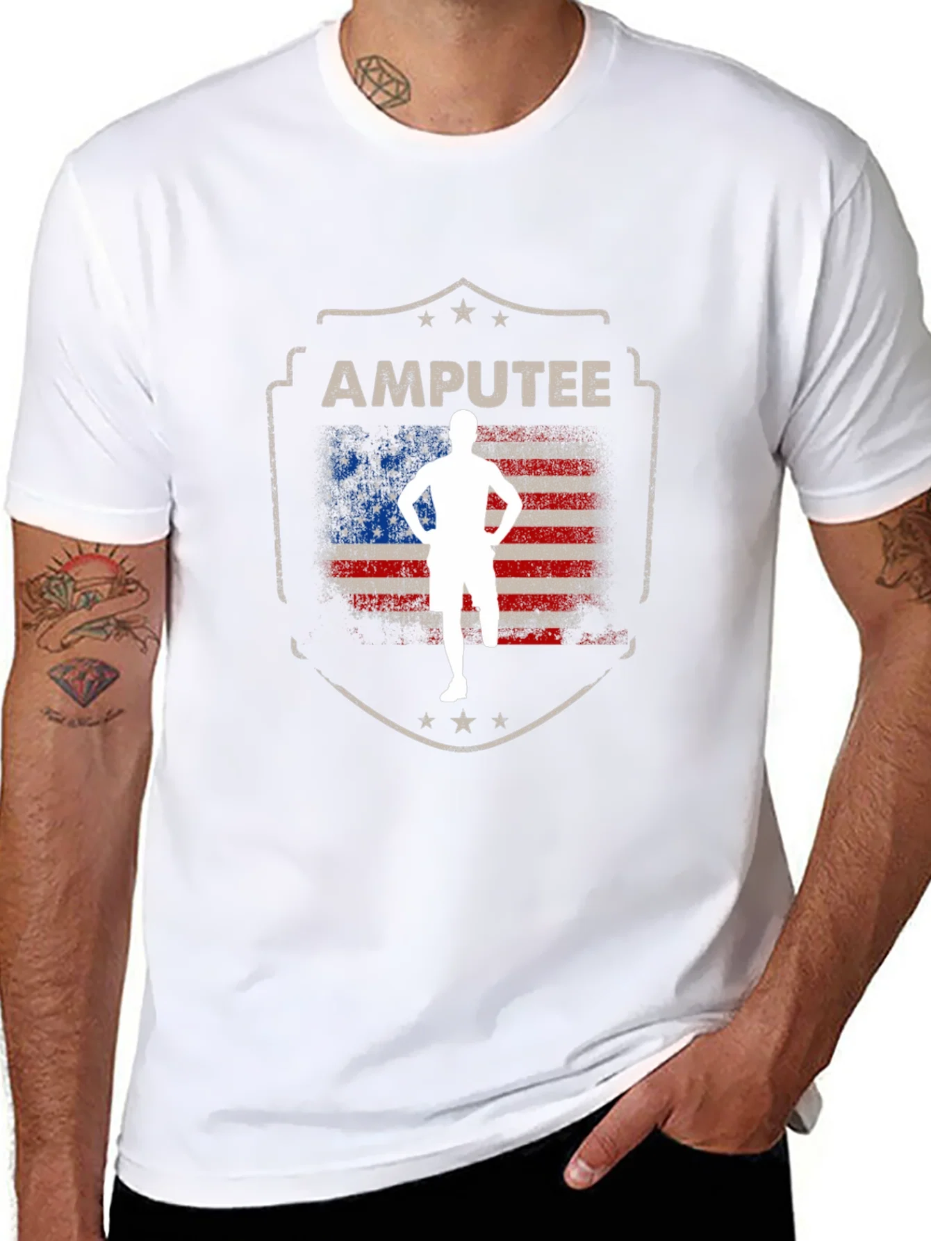 Amputee Patriotic USA Flag T-Shirt