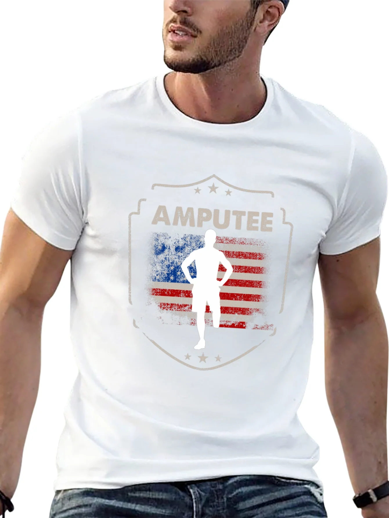 Amputee Patriotic USA Flag T-Shirt