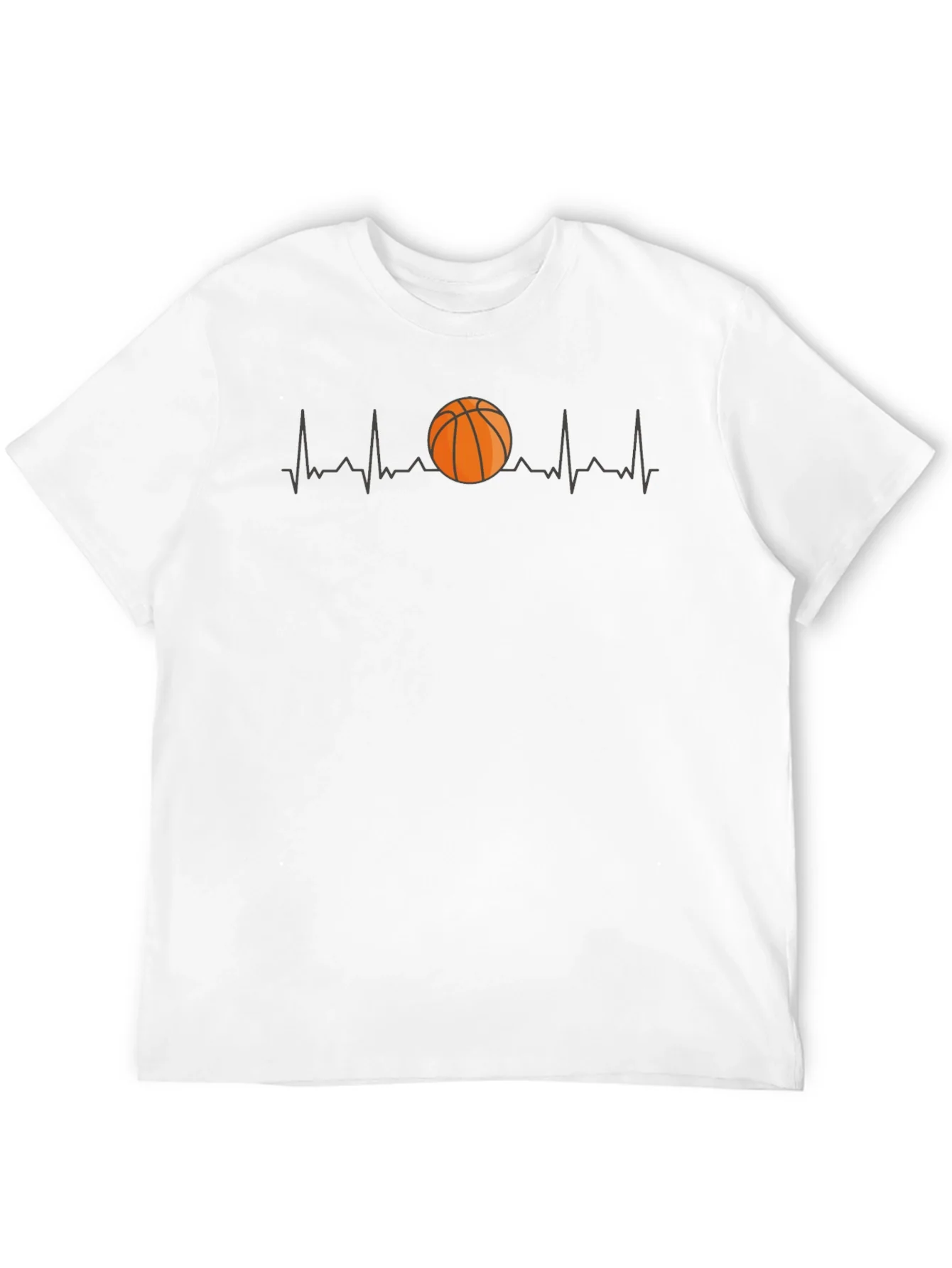 Basketball Heartbeat Graphic Tee - Black Cotton