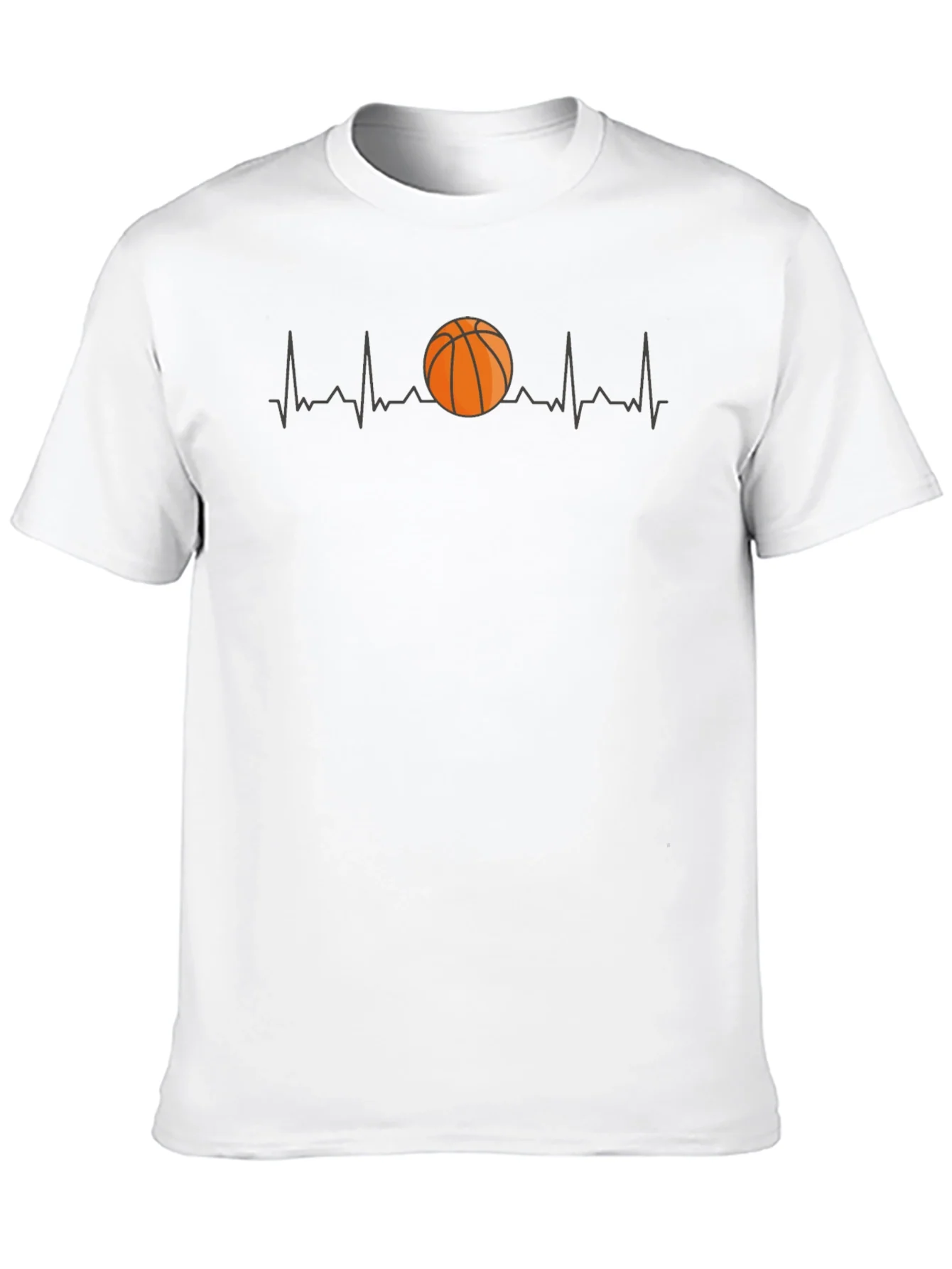 Basketball Heartbeat Graphic Tee - Black Cotton