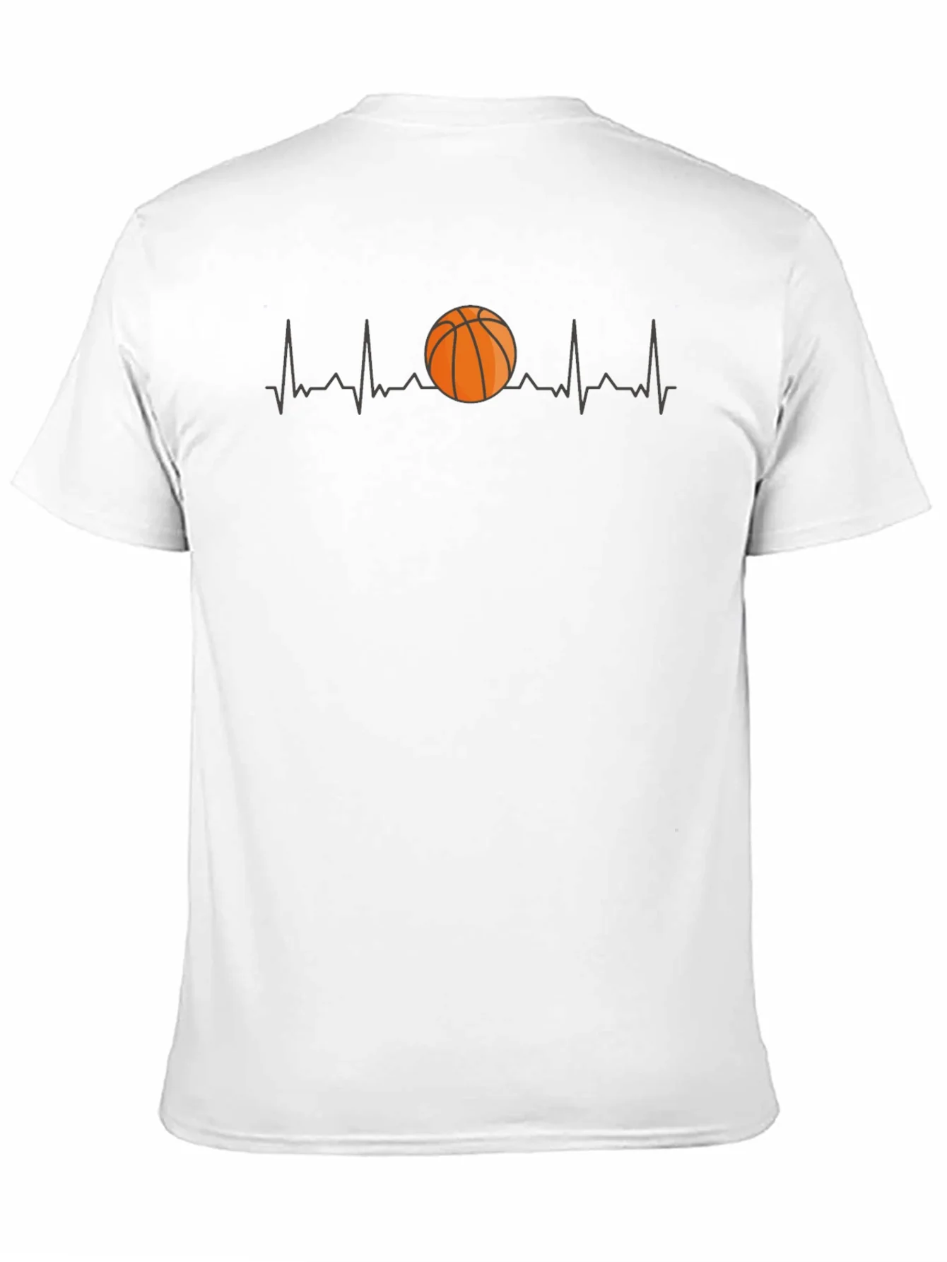 Basketball Heartbeat Graphic Tee - Black Cotton