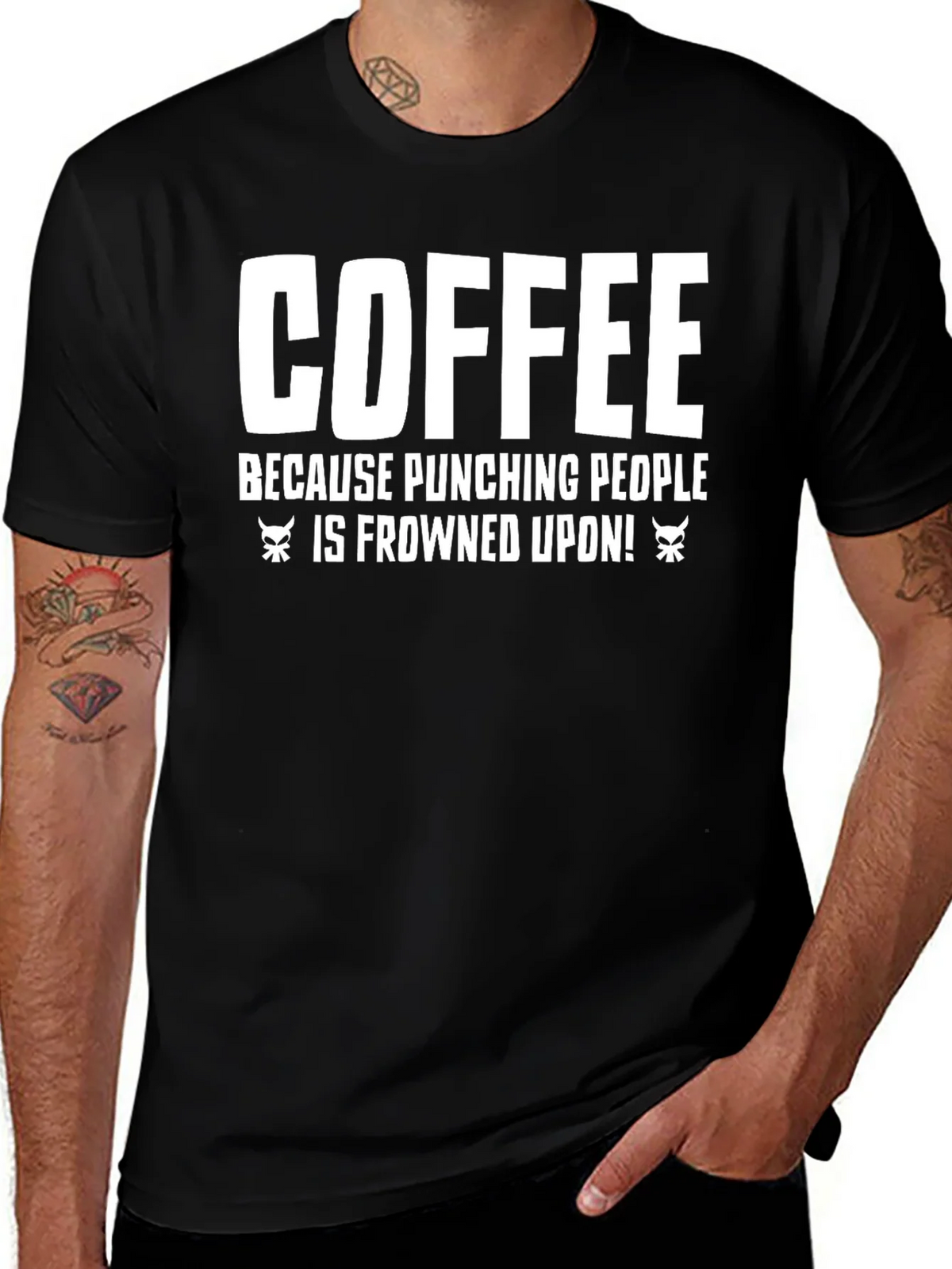 Coffee Punching People T-Shirt - Funny Sarcastic Tee
