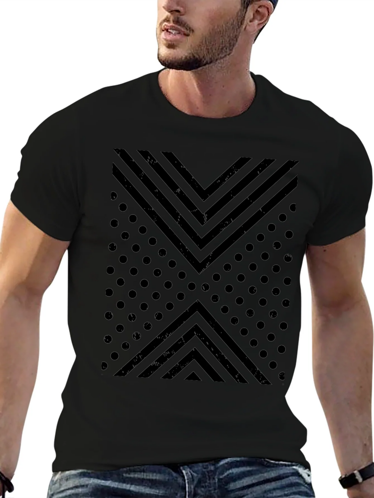 Geometric Print Crew Neck T-Shirt