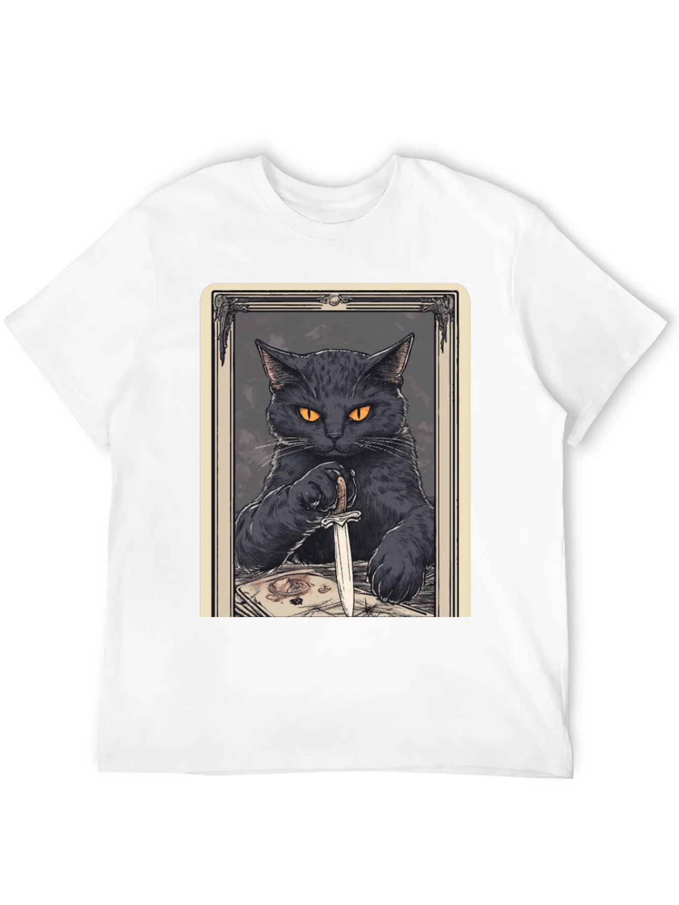 Black Cat Tarot Card Graphic T-Shirt