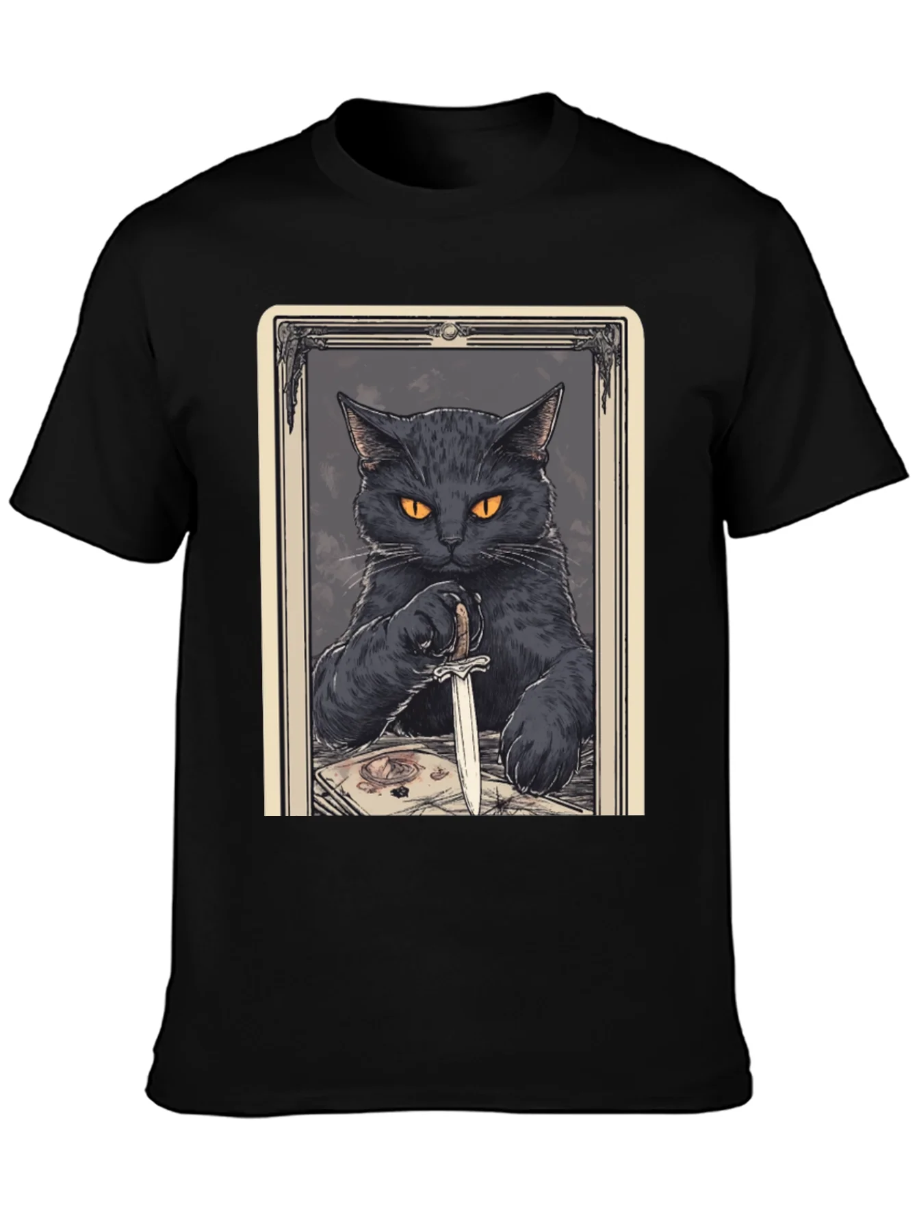 Black Cat Tarot Card Graphic T-Shirt