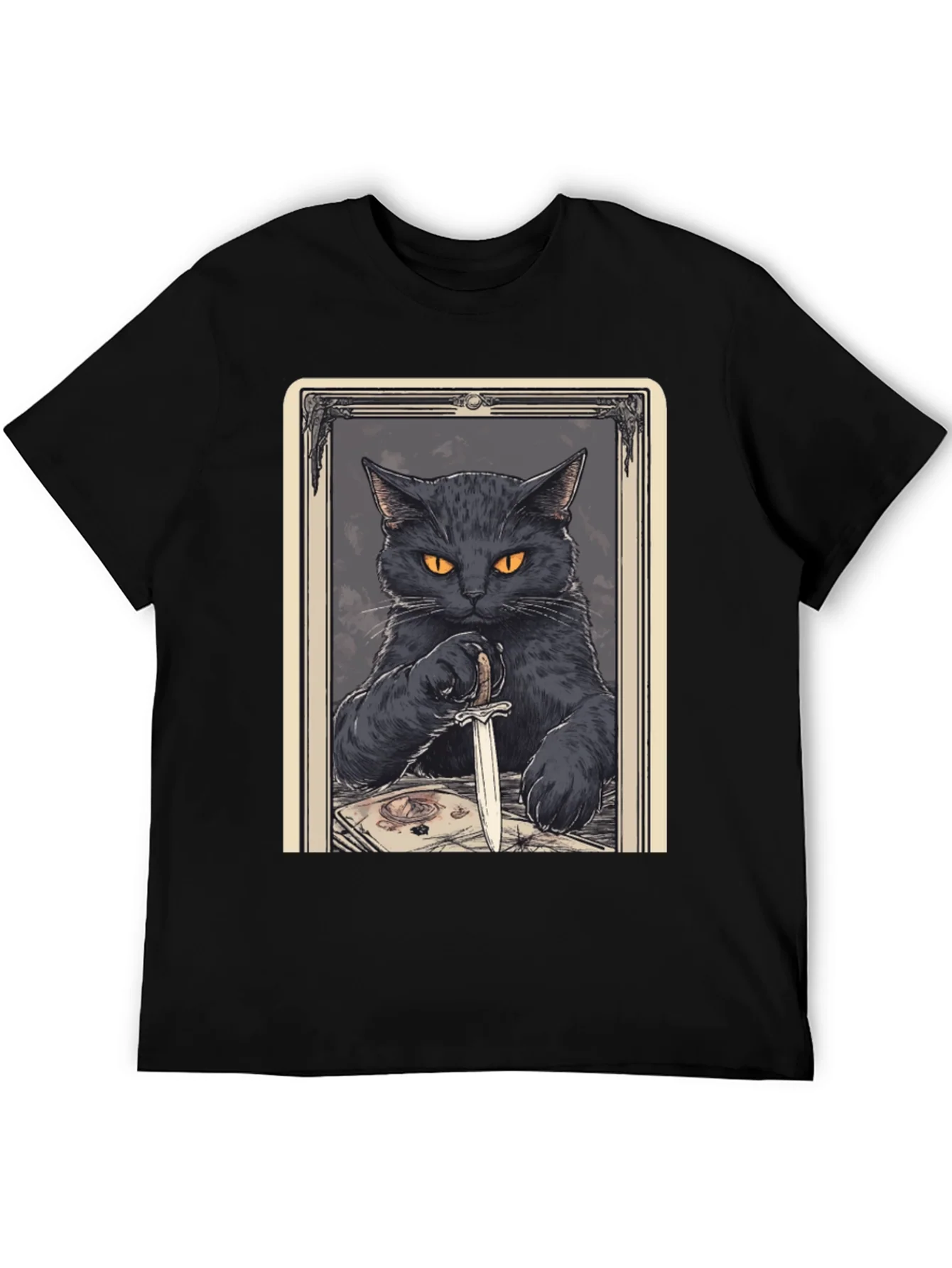 Black Cat Tarot Card Graphic T-Shirt