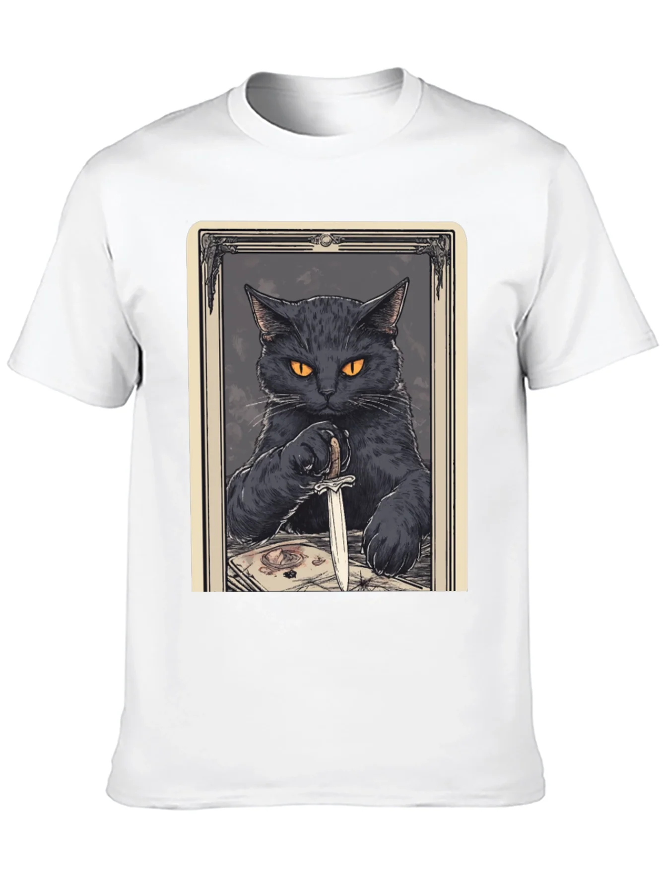 Black Cat Tarot Card Graphic T-Shirt